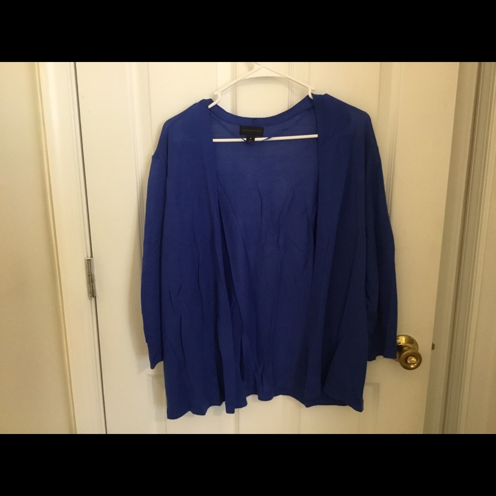Royal Blue Open Front 3/4 Sleeve Cardigan